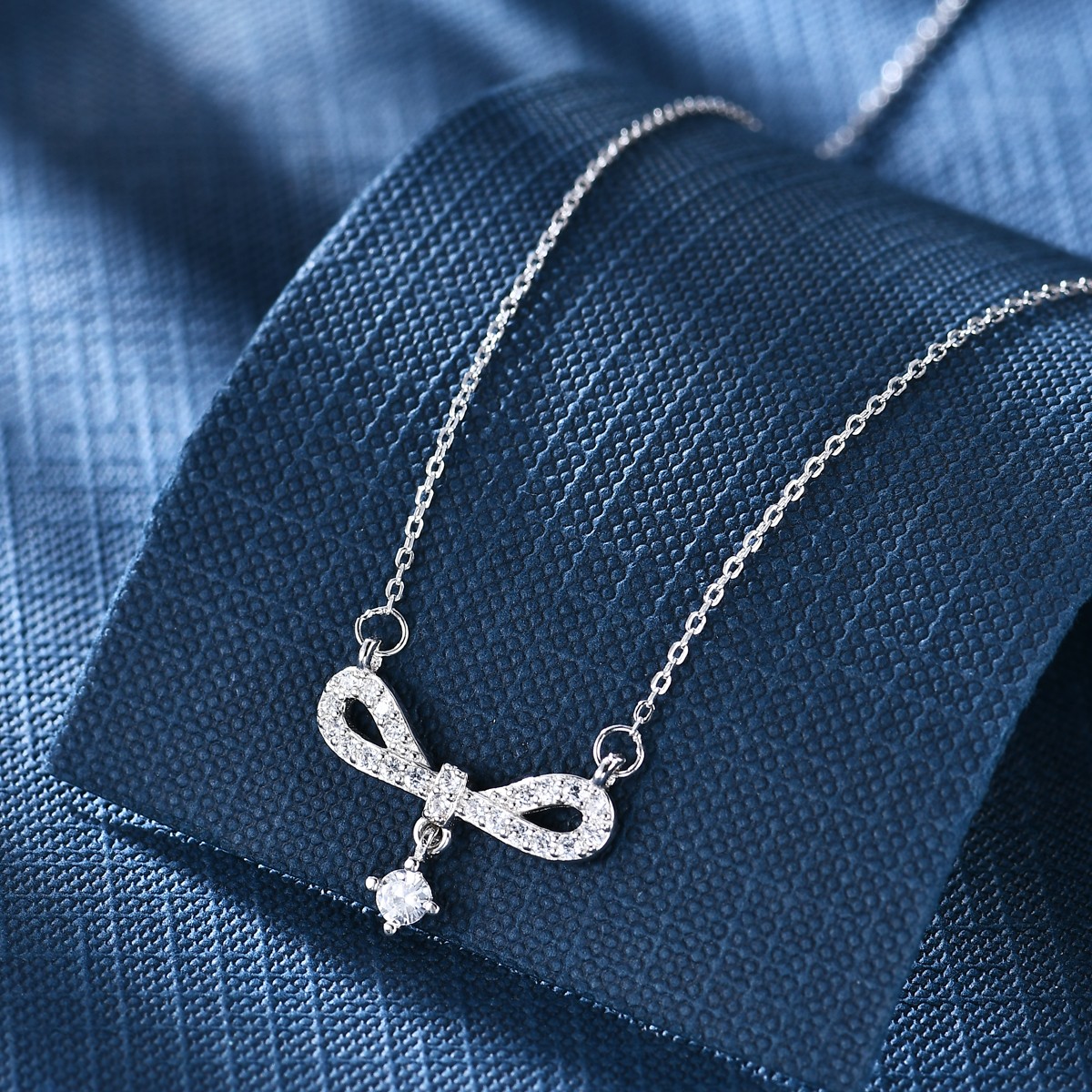 Anton Head Wolf 925 sterling silver set chain, a niche internet-famous bow women's necklace, free shipping starting from one piece detail image 1