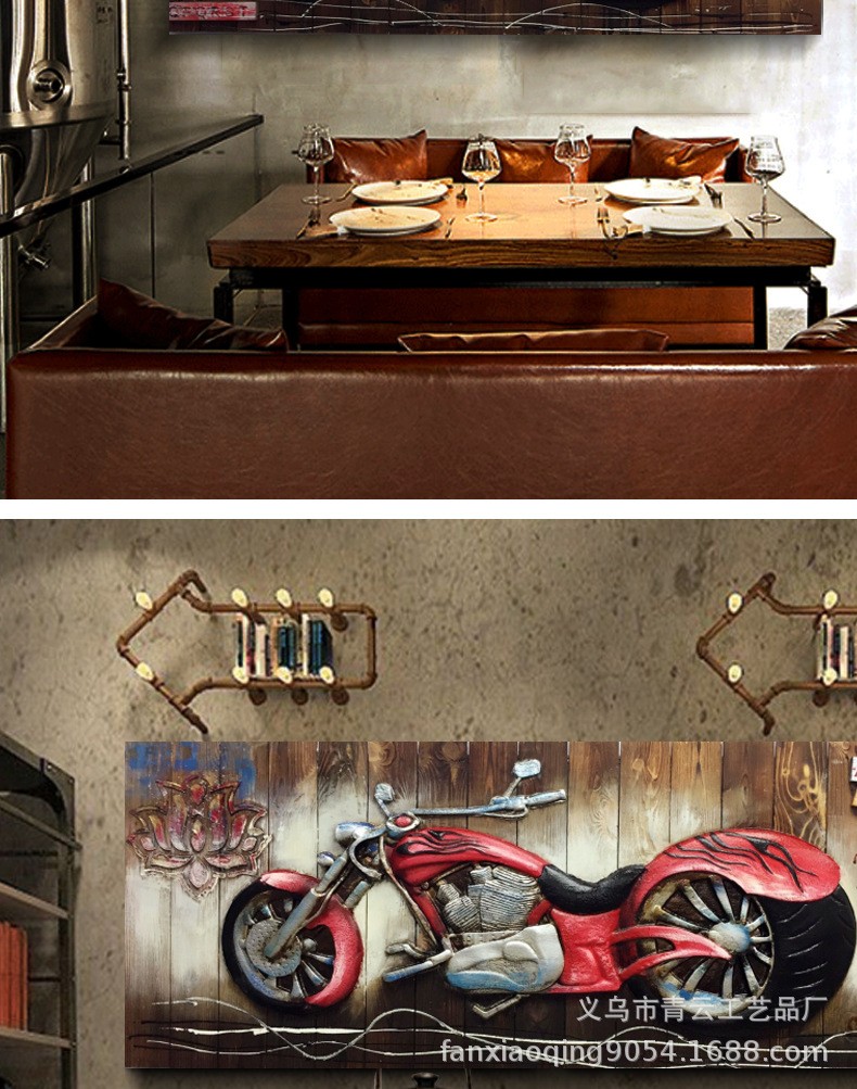 厂家直销批发美式复古立体机车木板壁画饭店餐厅酒吧咖啡厅墙面立体装饰画详情图8