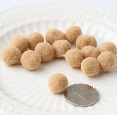 高弹毛毛球 毛球彩色DIY手工创意 优质毛球1.5CM 60PC 浅咖啡