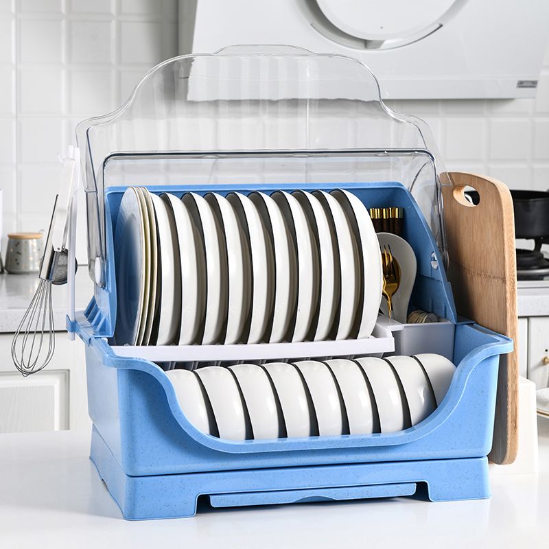 Kitchen bowl and chopstick storage box, draining with covered bowl rack, multi-functional household bowl, basin and plate storage rack, plastic Item Picture