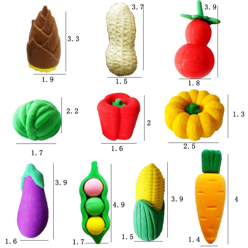 蔬菜造型橡皮 创意可爱拉袋装橡皮 学生橡皮擦学习用品细节图