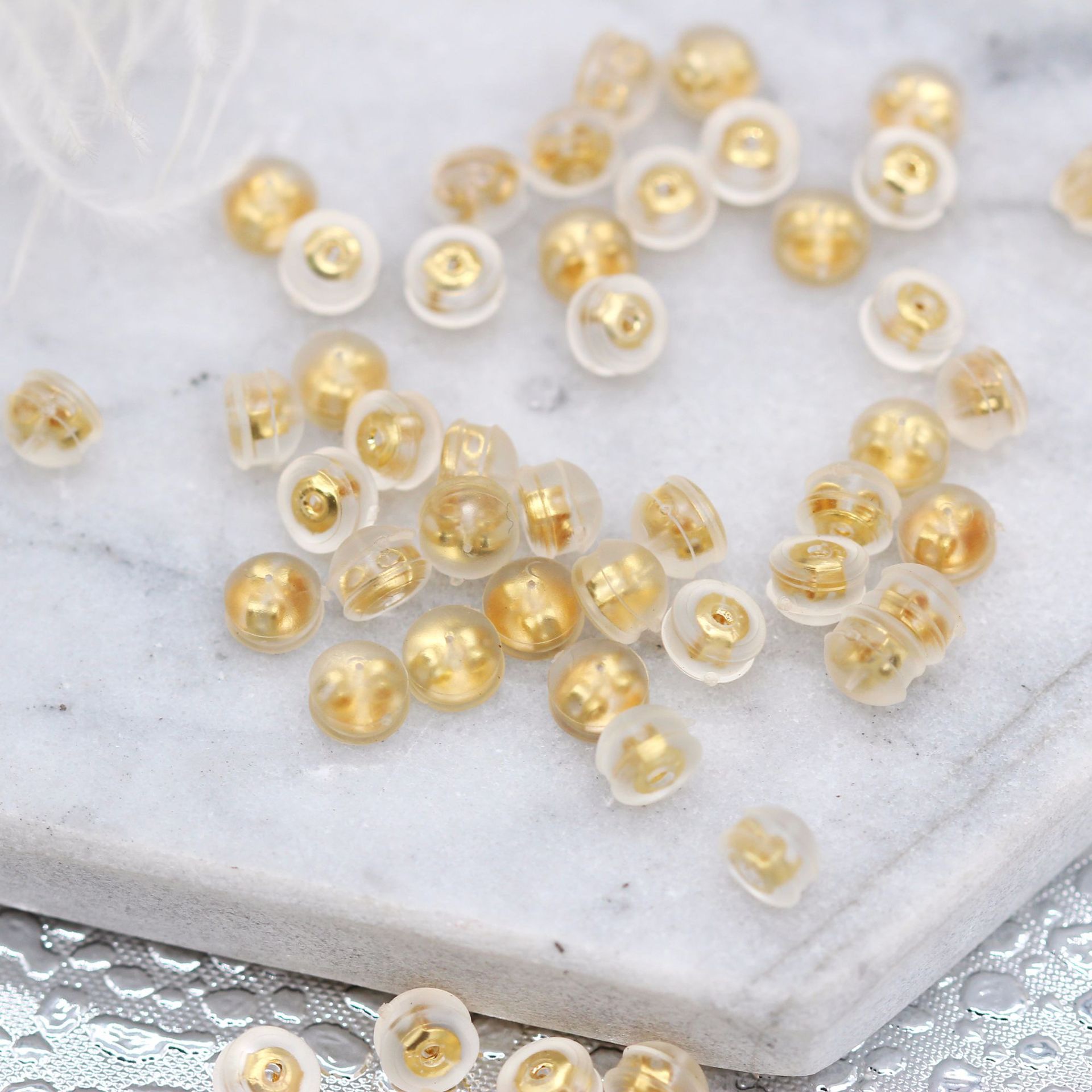 众兴饰品透明硅胶圆形耳堵心形耳坠耳塞diy饰品配件厂家直销批发白底实物图