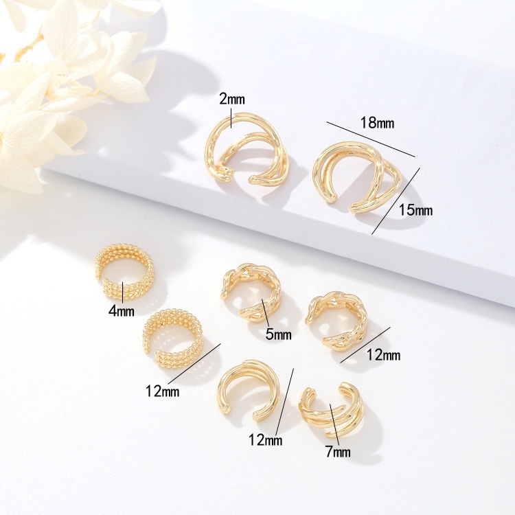 众兴韩版新款无耳洞耳夹铜镀14k真金耳骨耳夹耳环饰品批发细节图