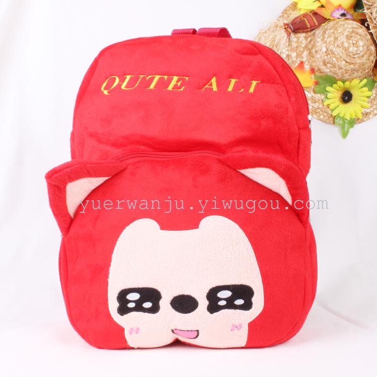 Plush schoolbag, children's backpack, large and small double-pull schoolbag, cartoon backpack Item Picture