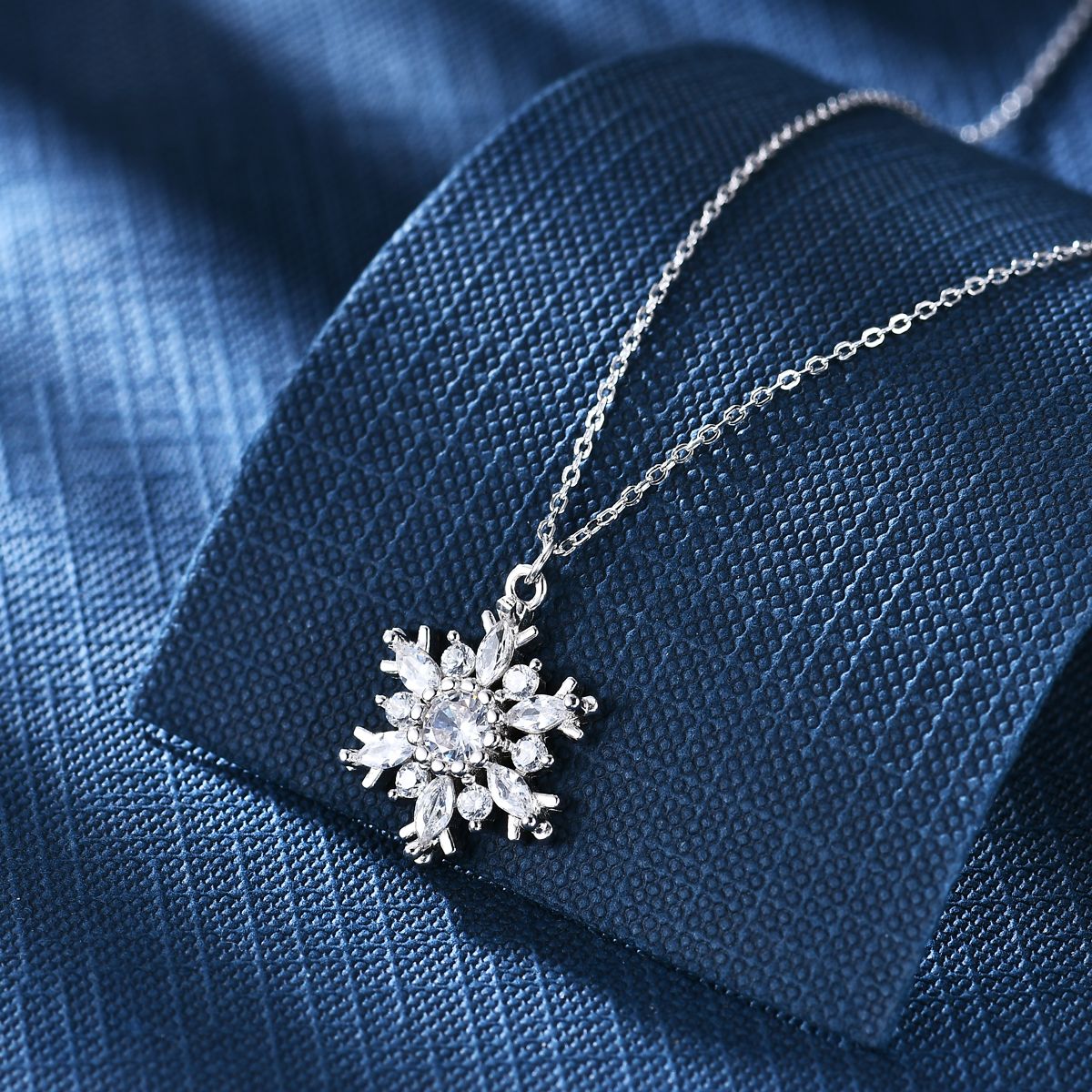 Anton Wolf 925 sterling silver set chain snowflake Ribbon Zircon women's necklace, free shipping starting from one piece