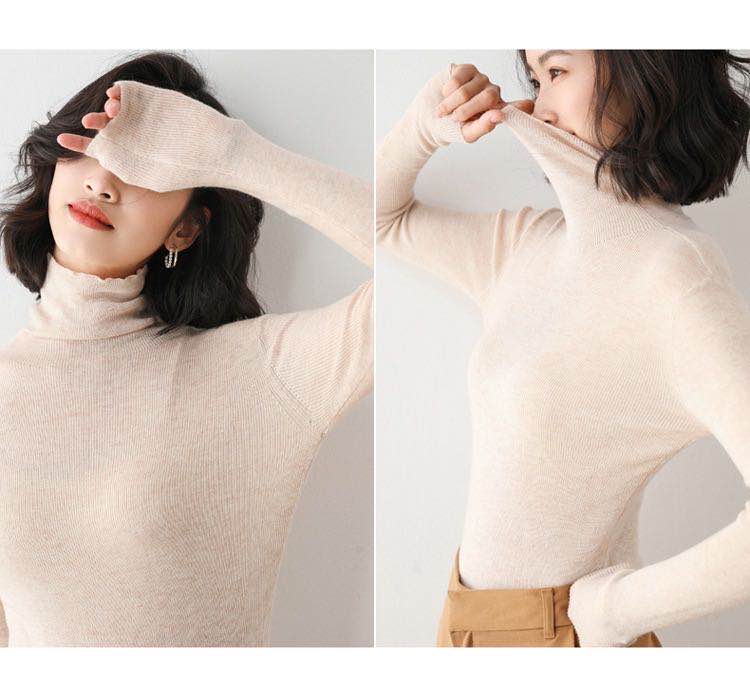 2020 Autumn/Winter new style wool sweater for women, loose pullover, artistic style, high-neck, large-sized, laid-back base sweater ED