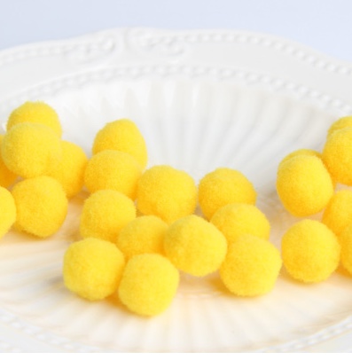 高弹毛毛球 毛球彩色DIY手工创意 优质毛球1.5CM 60PC 中黄色