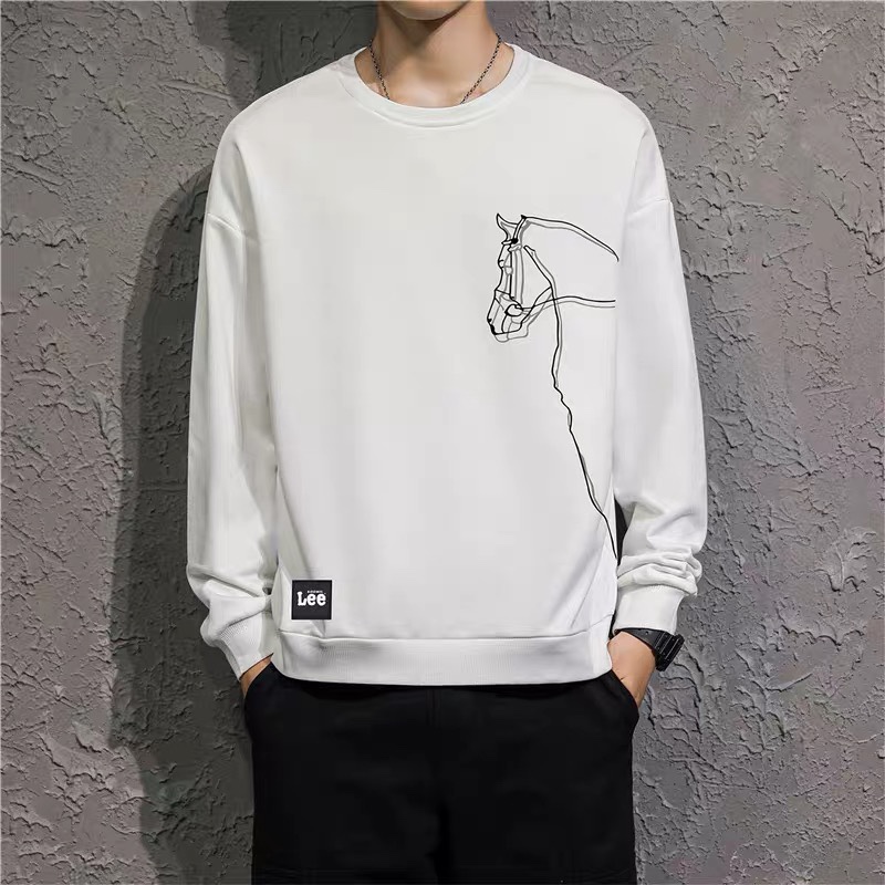 White 2021 hooded sweatshirt for men, Spring and Autumn New Trend, ins, cool and versatile for teenagers, loose student clothes, men's sweatshirt 7