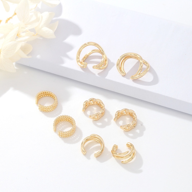 众兴韩版新款无耳洞耳夹铜镀14k真金耳骨耳夹耳环饰品批发