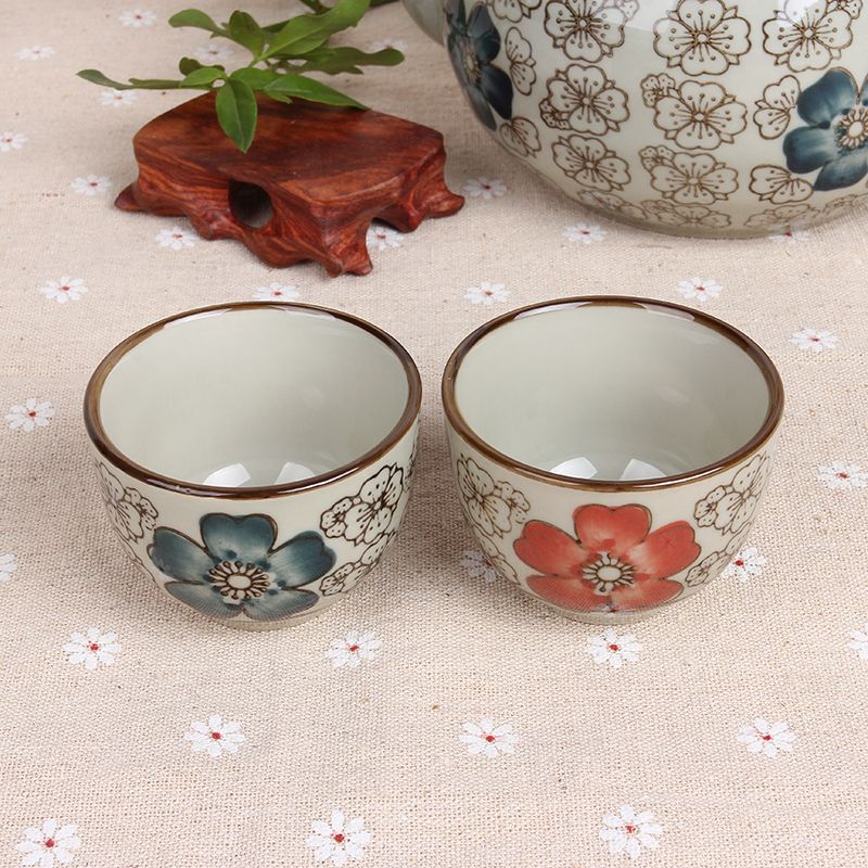 Shot glass sake glass Fashion tea cup tea set red and blue rich cup