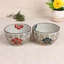潮州陶瓷碗餐具 红蓝富贵 4.5寸四方碗 现货供应