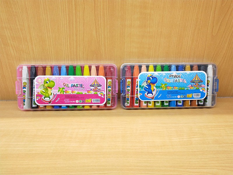 宝贝龙PP盒装油画棒12色丝滑蜡笔儿童美术绘画笔可水洗不沾手批发详情图11