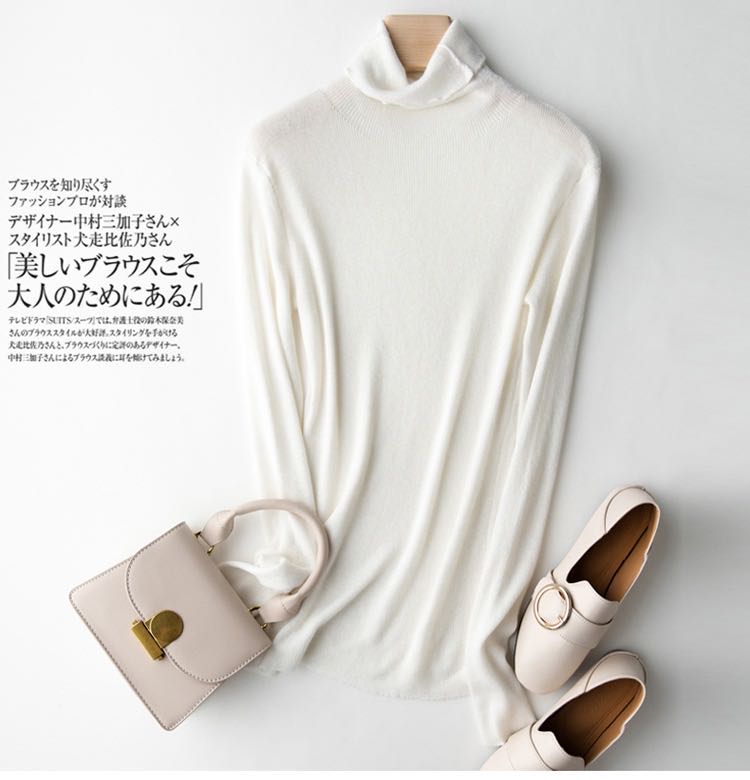 2020 Autumn/Winter new style of women's loose pullover knitted high-neck plus-size laid-back base sweater FH