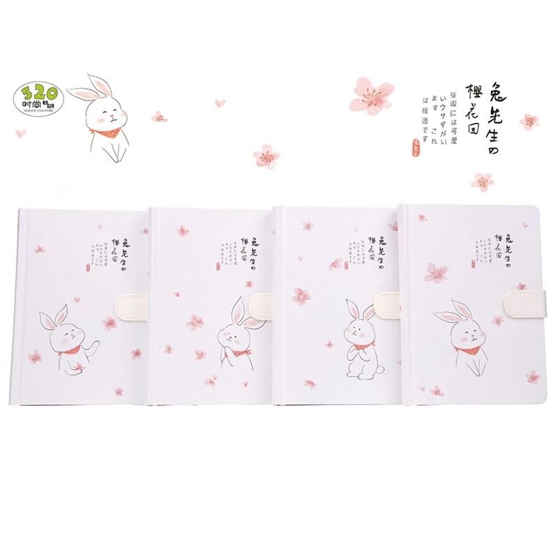 Cute rabbit diary girl heart hand ledger hard shell magnetic buckle thick thumbnail