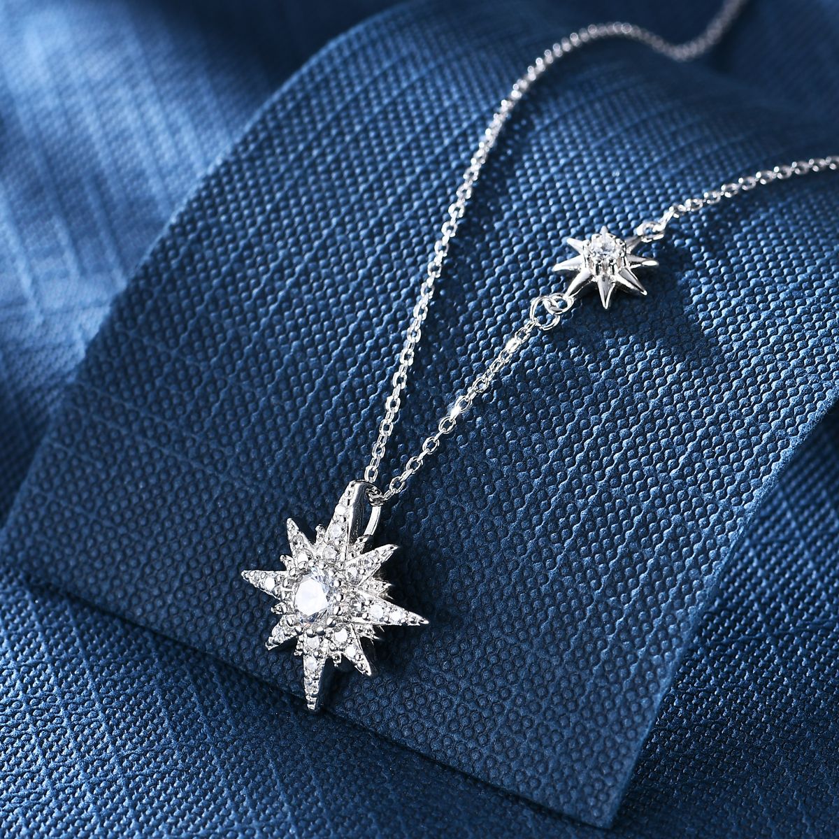 Anton Head Wolf 925 sterling silver set Chain Little Star Zircon women's Necklace, free shipping starting from one piece