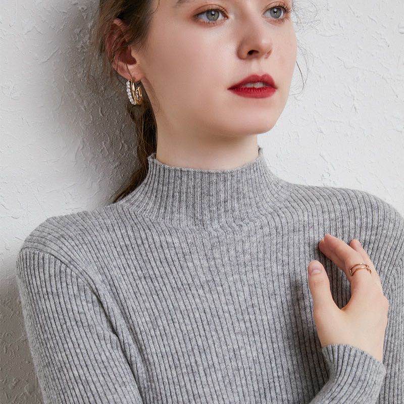 2020 Autumn/Winter New Style Wool sweater for women, loose pullover, artistic style, high-neck, large-sized, laid-back base sweater E