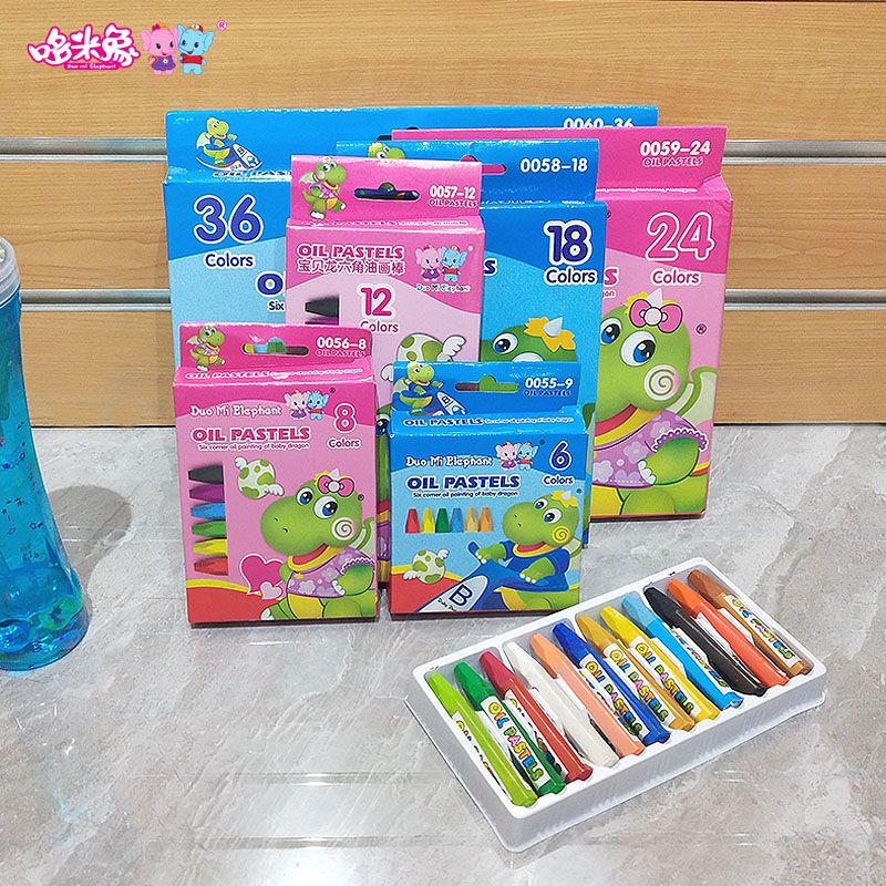 Baby Dragon 6-color oil pastels, children's crayons, eco-friendly art stationery, painting brushes, washable, safe, smooth, wholesale Item Picture
