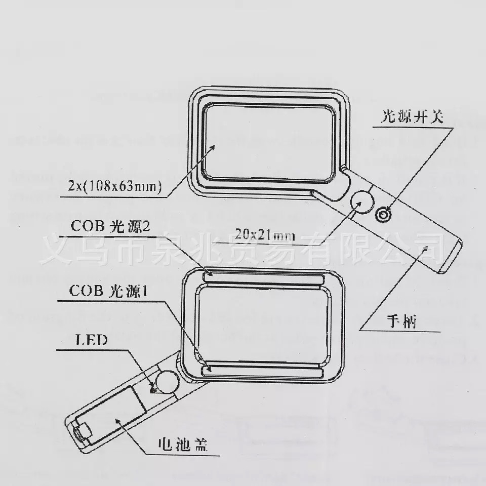 新款COB矩形手持放大镜20倍大镜片老人阅读亚克力珠宝鉴定放大镜详情图1