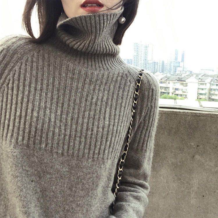 2020 Autumn/Winter new style of women's loose pullover sweater, artistic style, high-neck, large-sized, laid-back base layer sweater Y
