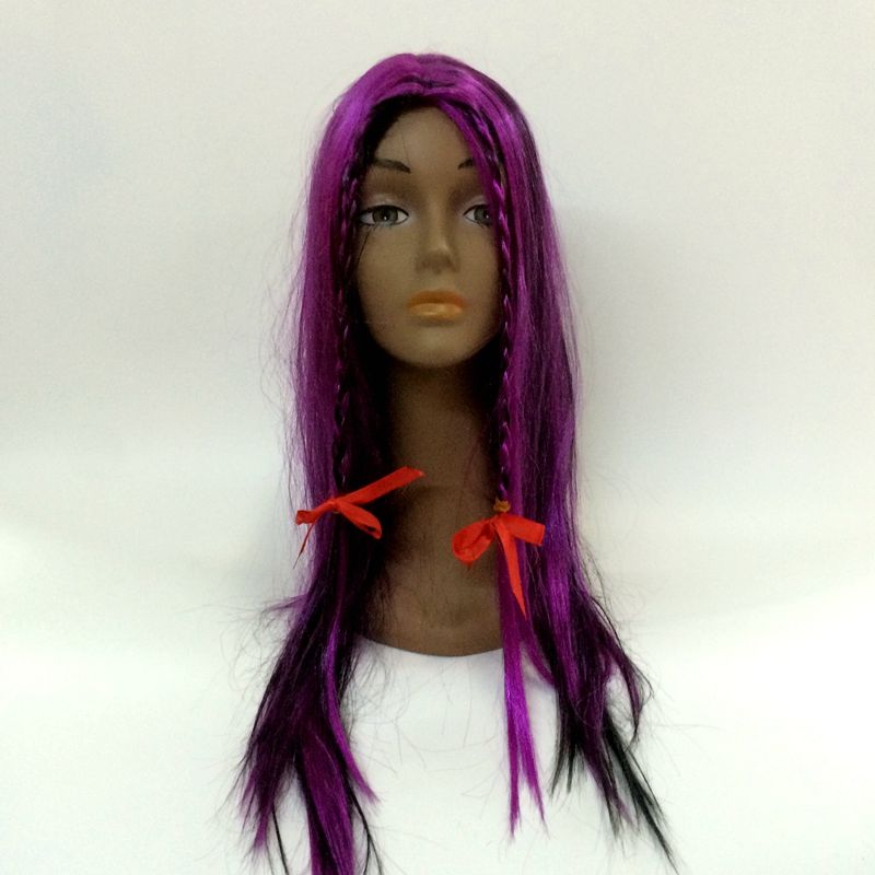 Yiwu Qianfang wigs and hats are available for wholesale of purple-black Halloween witch wigs