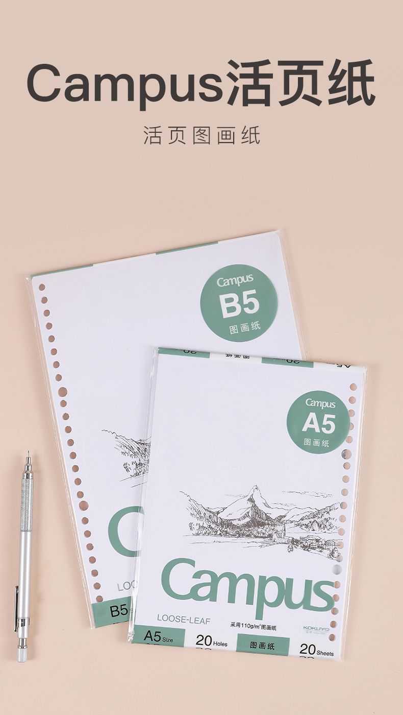 KOKUYO/ Guoyu Campus Loose-leaf Paper Drawing Paper A4/20 pages WCN-CLG2215 details Picture