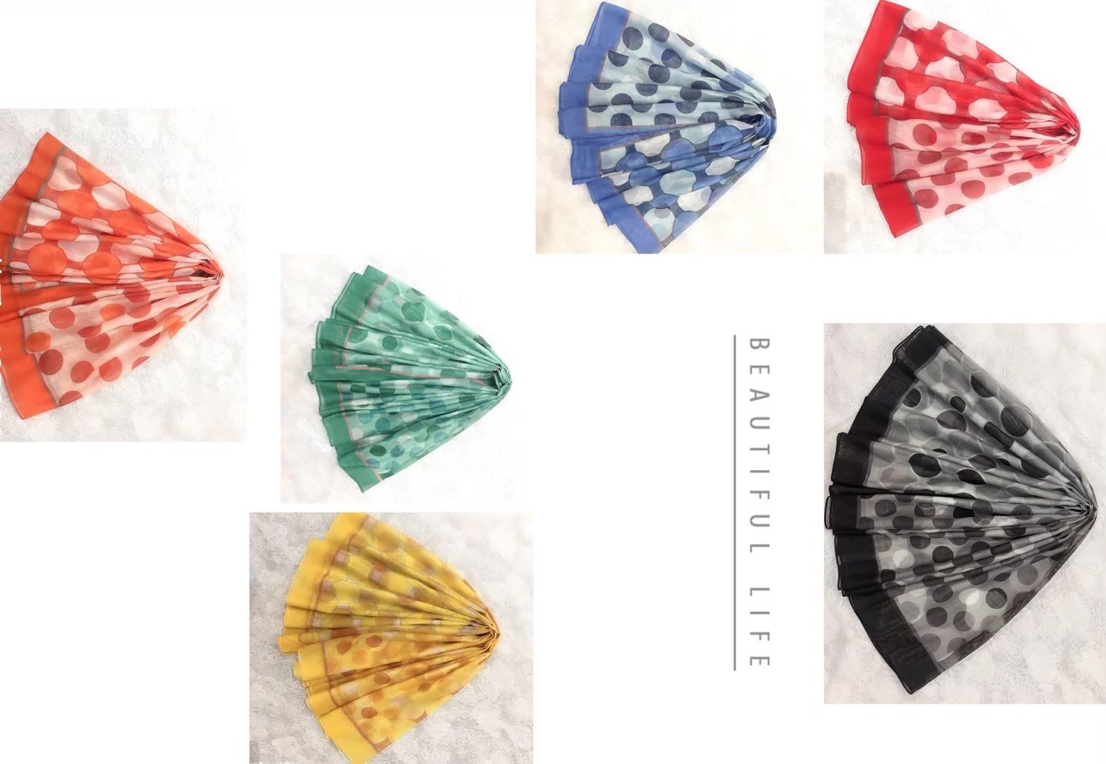 Polka dot cotton cuffed scarf 2