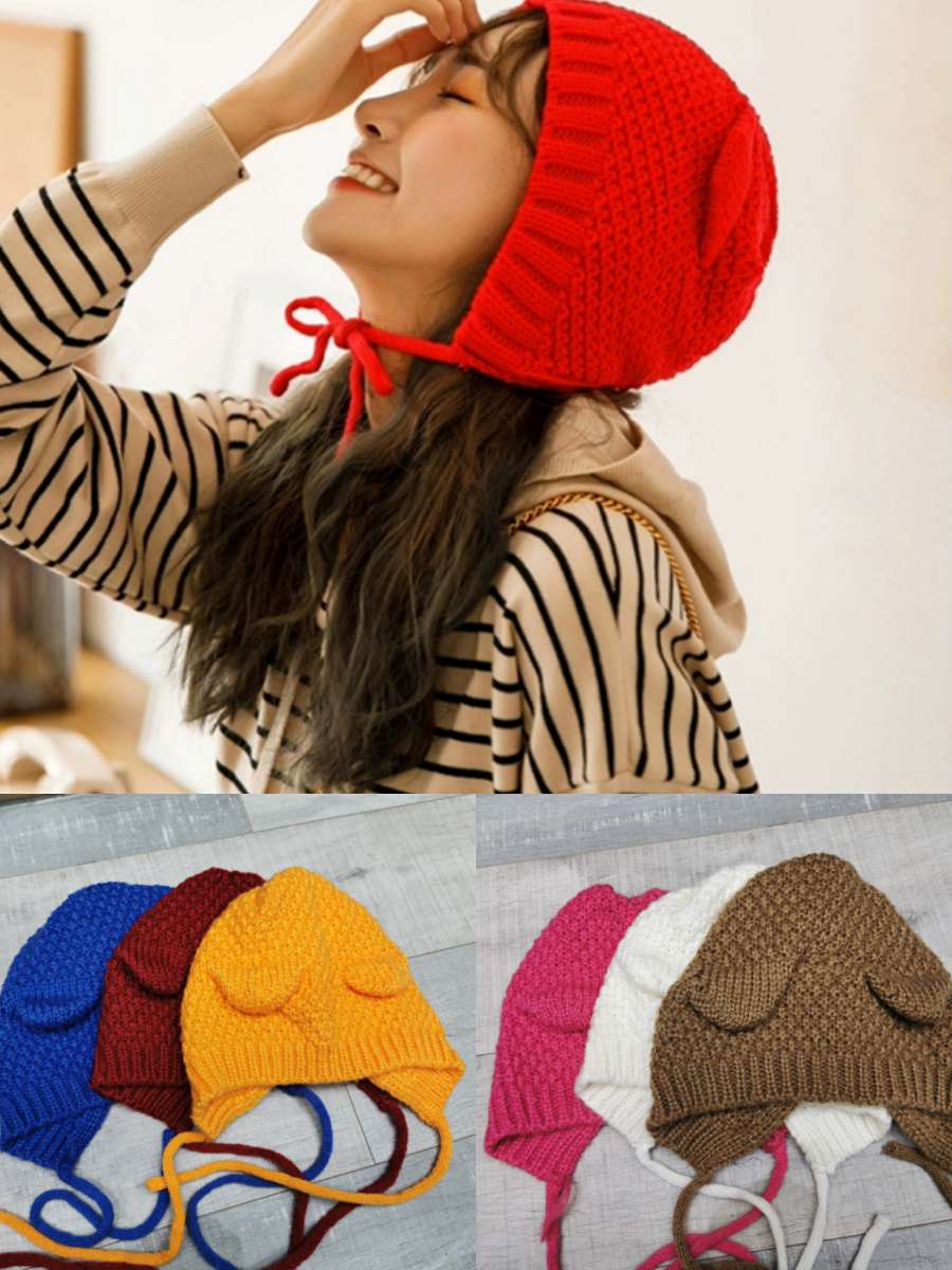 Knit cap with ear protector thumbnail