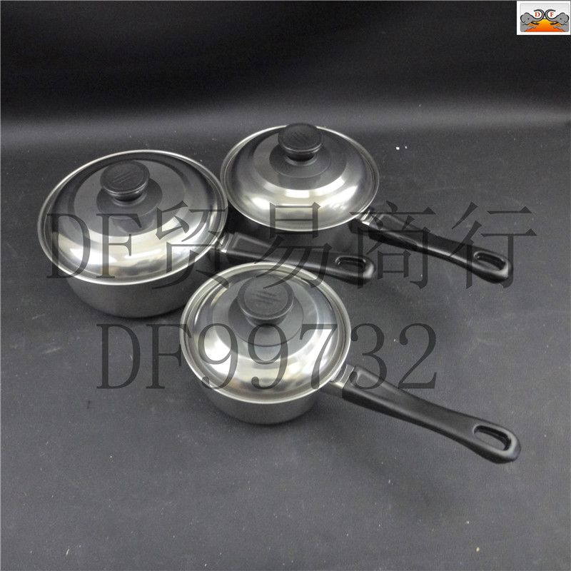 DF99732 Three set milk pot in bulk Stainless steel milk pot with electric wood handle DF TRADING HOUSE