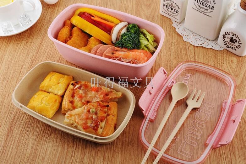 麦秸锁扣带菜格饭盒详情图2