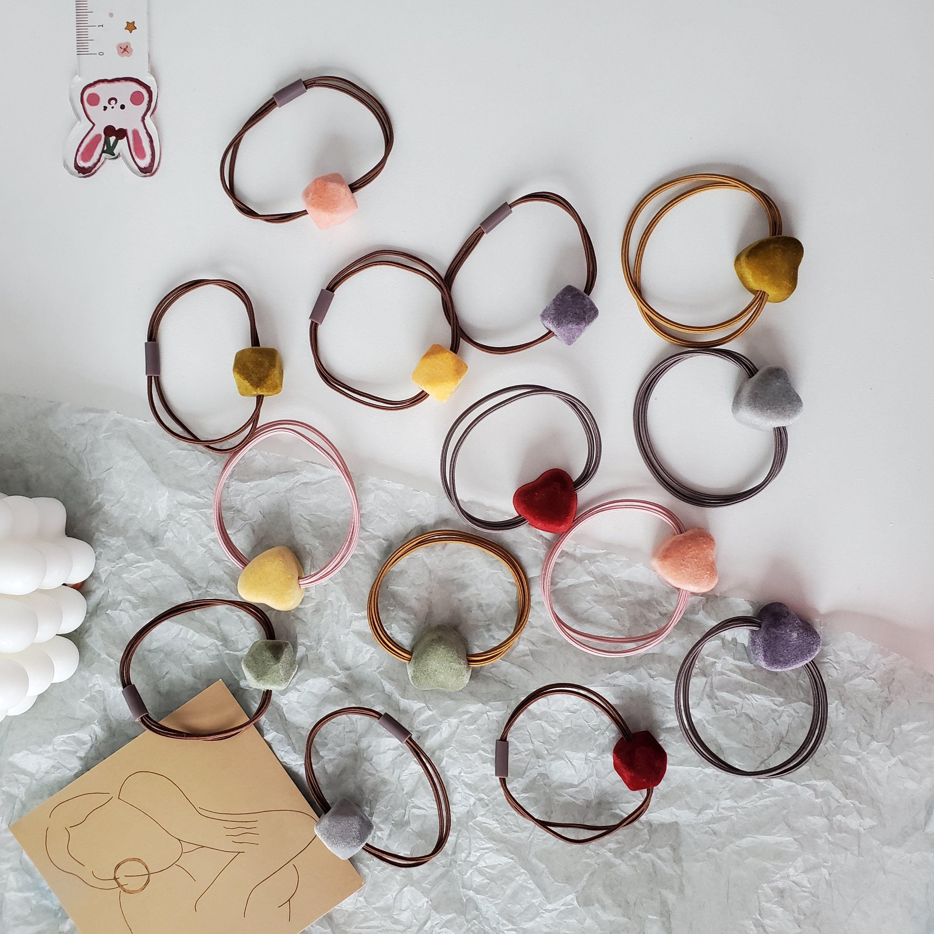 Korean chic style hair tie, high-end velvet bead hair band, high-elasticity hair tie, simple hair tie