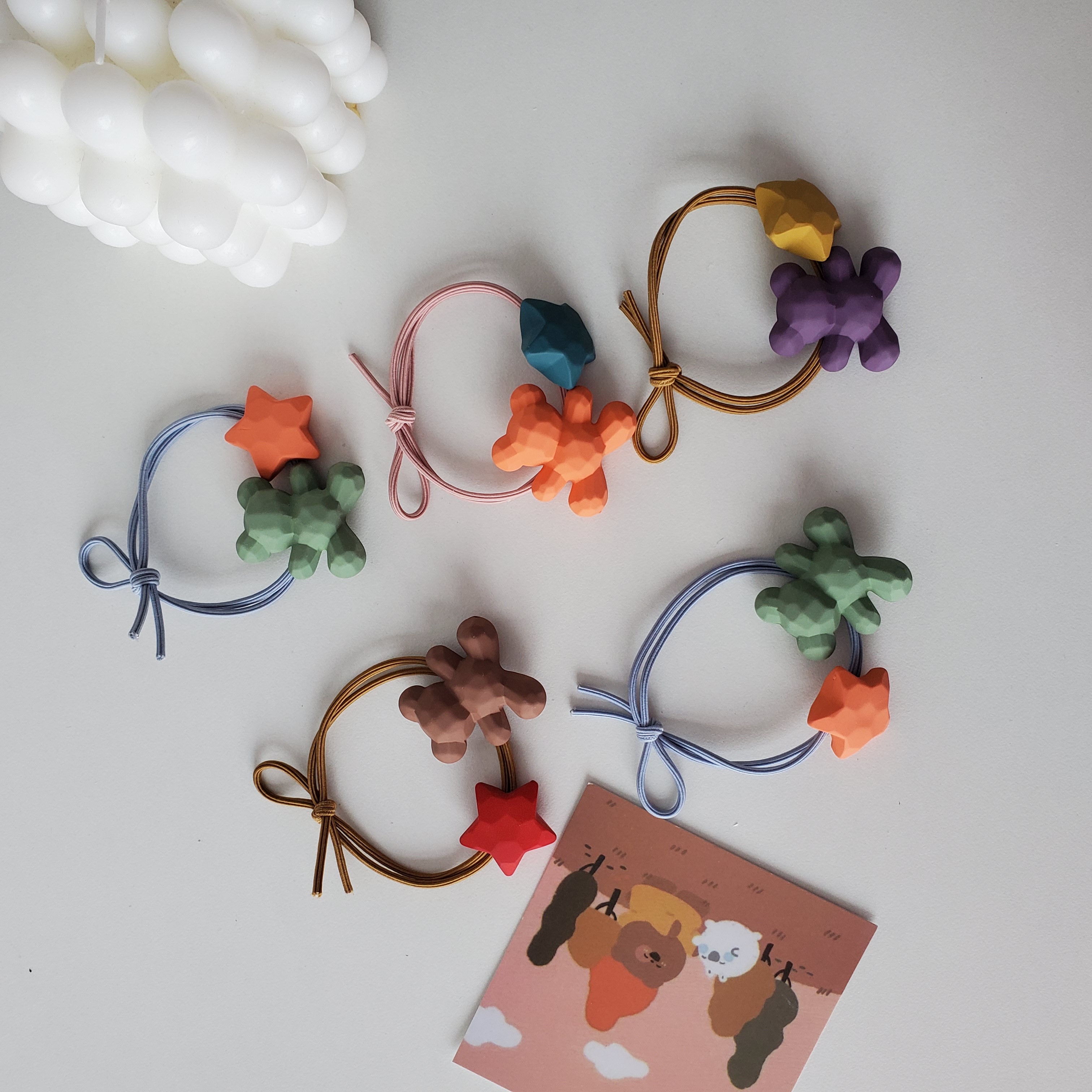 Korean chic style hair tie, high-end rubber bead hair band, high-elasticity hair tie, simple hair tie, 4 pieces per clip detail image 1