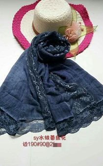 Navy blue cotton cuffed scarf