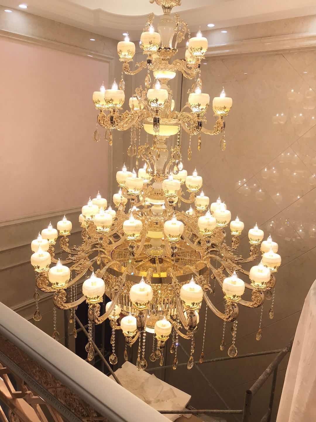 Modern, elegant and stylish living room lamp, Nordic ceiling lamp, smart home package, bedroom lamp style, 5-layer jade pendant lamp details Picture