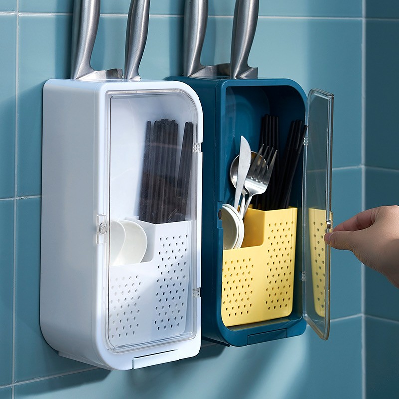 2020新款多功能壁挂式刀筷架厨房筷子勺子收纳架免打孔沥水置物架详情图2