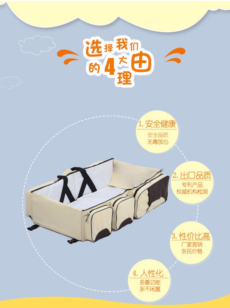 Multifunctional Portable Mommy Bag Folding Crib Baby Wholesale Mother And Child Supplies For Newborns A Piece Of Hair Specification drawing