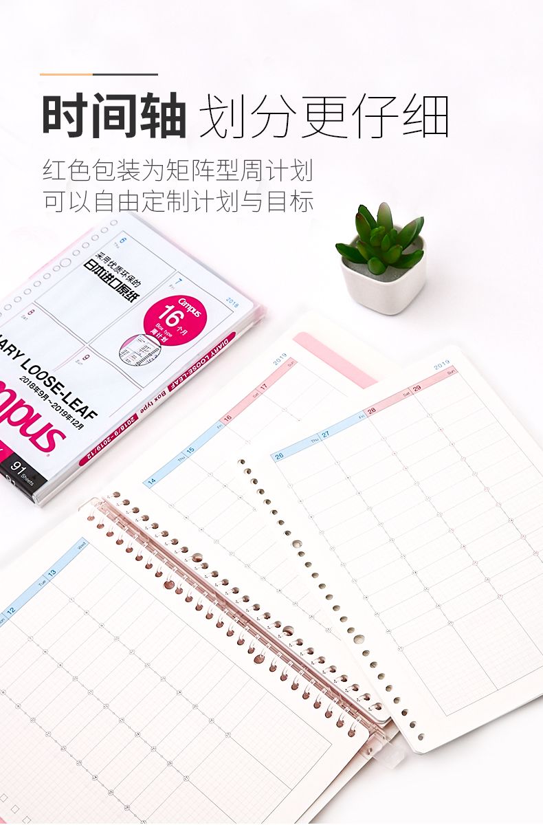 KOKUYO/国誉Campus日程活页纸B5/74页WCN-CLL1-WB21矩阵周计划细节图