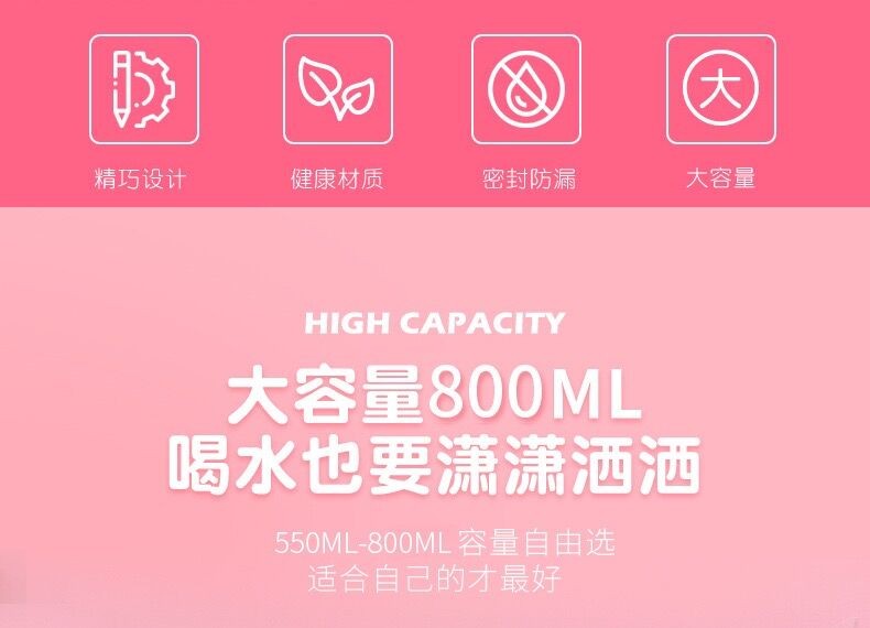 厂家直销户外大容量塑料水杯 可定制logoPC学生运动带冰棒吸管水杯太空杯详情图1