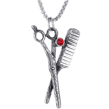Stainless steel necklace, scissors pendant, fashionable and trendy scissors, comb pendant