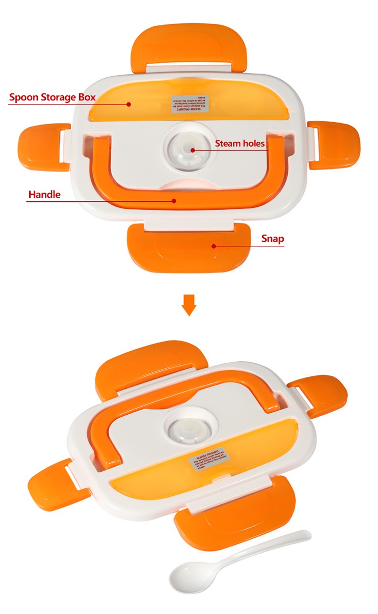 Plug-in self-heating bento for office workers, insulated and heated lunch box, hot food, magic plastic split detail image 7