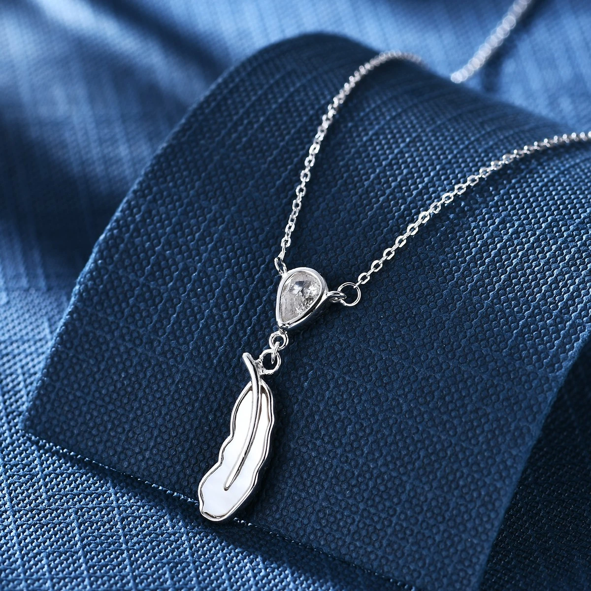 Anton Wolf 925 sterling silver set chain leaf with Zircon necklace, free shipping for orders starting from one piece detail image 1