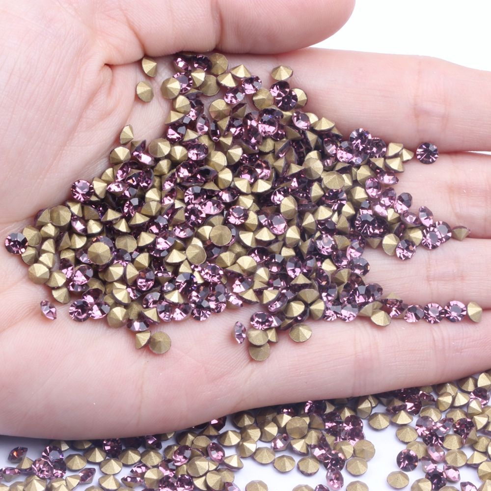 浅紫闪钻水晶玻璃尖底钻 ss2 1.1mm 1440颗 14切面饰品配件