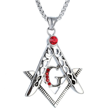 European and American stainless steel necklace, Masonic diamond pendant, retro cast stainless steel necklace, Masonic men's necklace