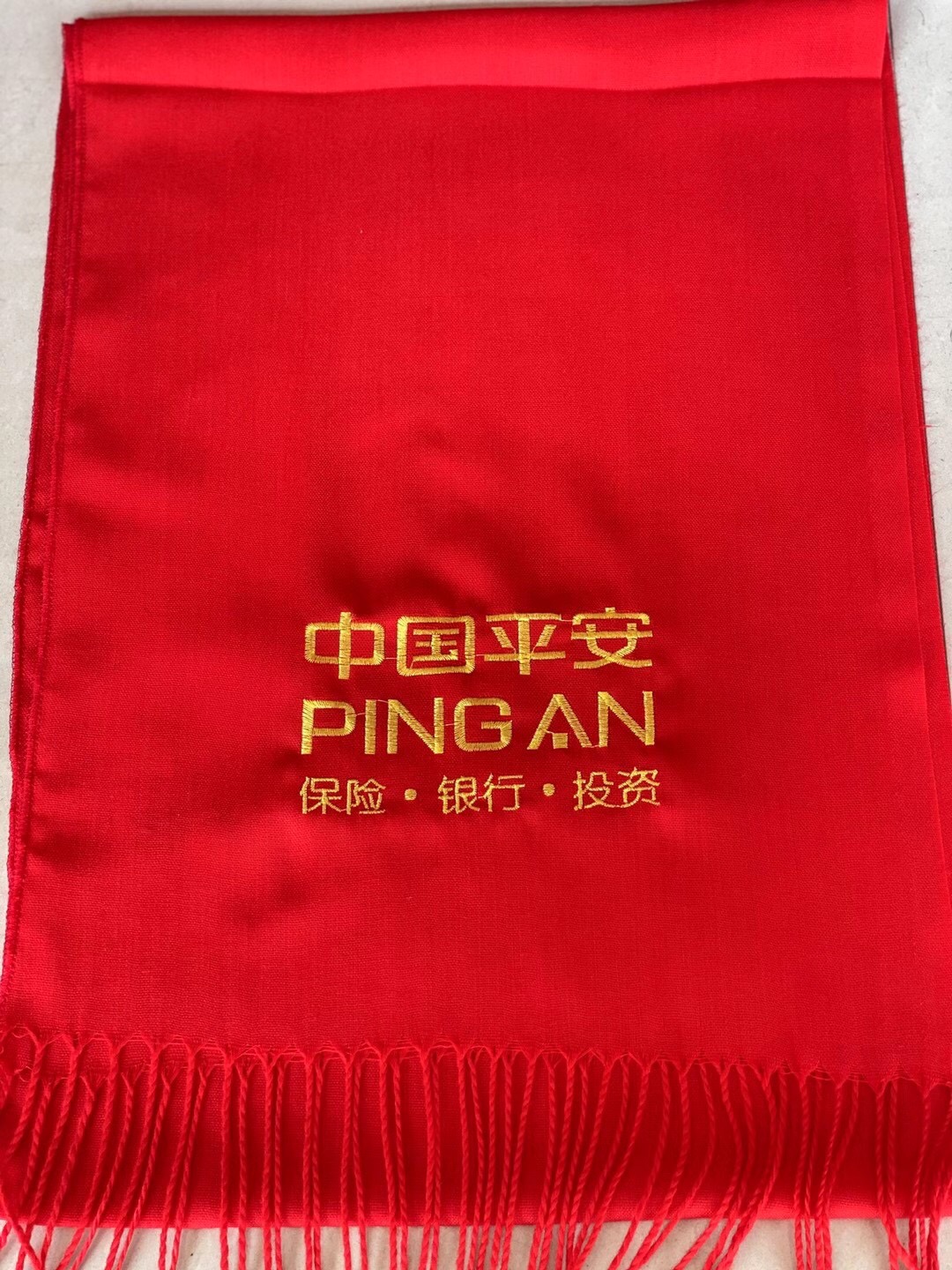 A bright red scarf undefined