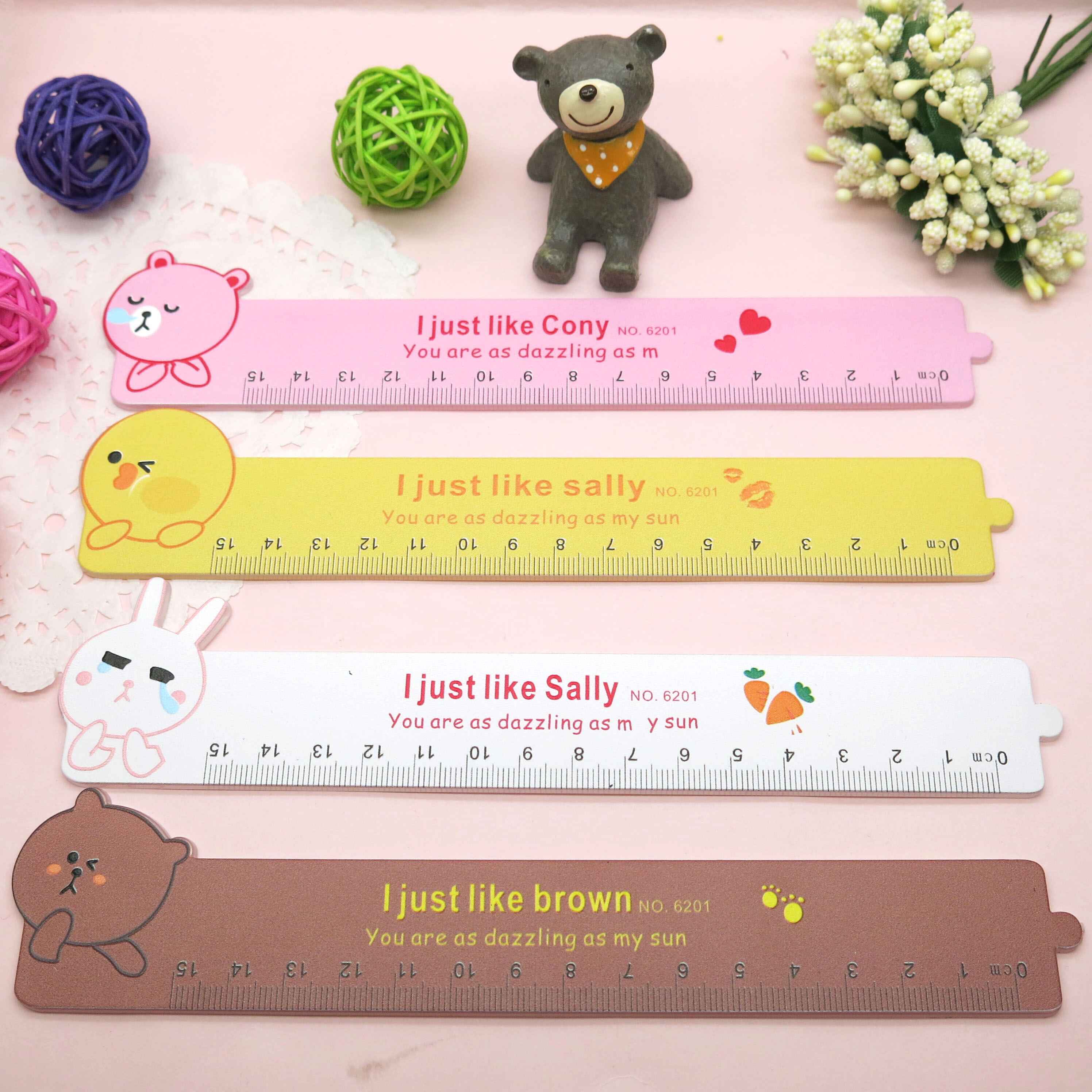 Fulejia 6201 15cm Koni Brown Cartoon lying Ruler Student Supplies Factory Direct sales