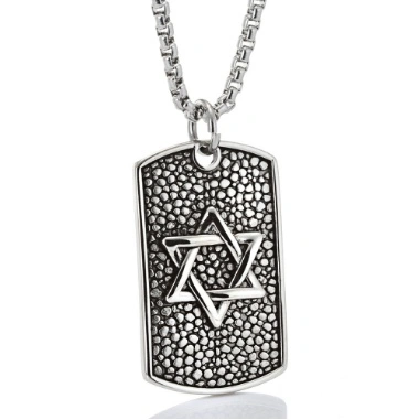 European and American fashion trend titanium steel pendant, military brand pendant, retro punk style stainless steel men's and women's necklace, hexagram star necklace detail image 1
