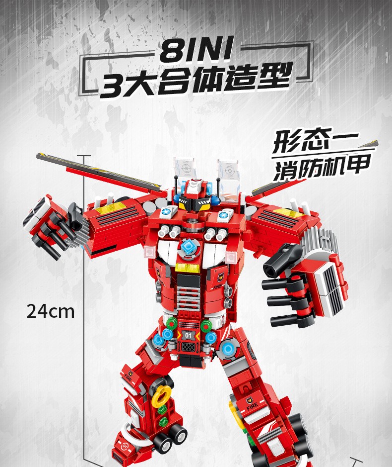 潘洛斯救援消防车机甲35变系列儿童益智拼搭积木详情图4