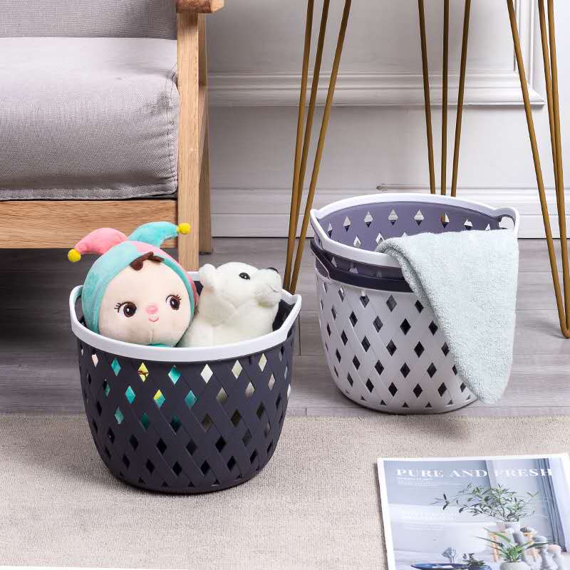 Portable layering storage basket plastic PP hollow circular storage basket modern simple mask alcohol storage basket thumbnail