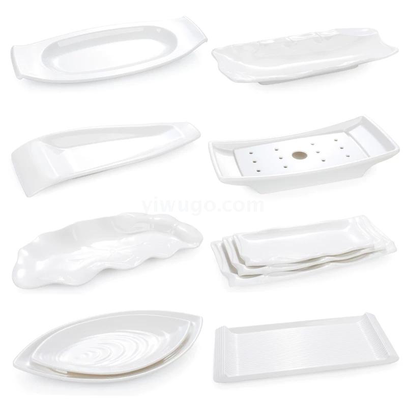 Small white bowl of melamine tableware, deep dish A5, long square plate of American Nai Democracy, imitation porcelain soup bowl, salad bowl thumbnail