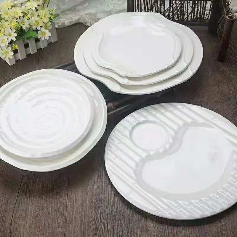 Melamine tableware: White irregular disk, leaf plate, creative plate, 100% Meinai, imitation porcelain tableware thumbnail