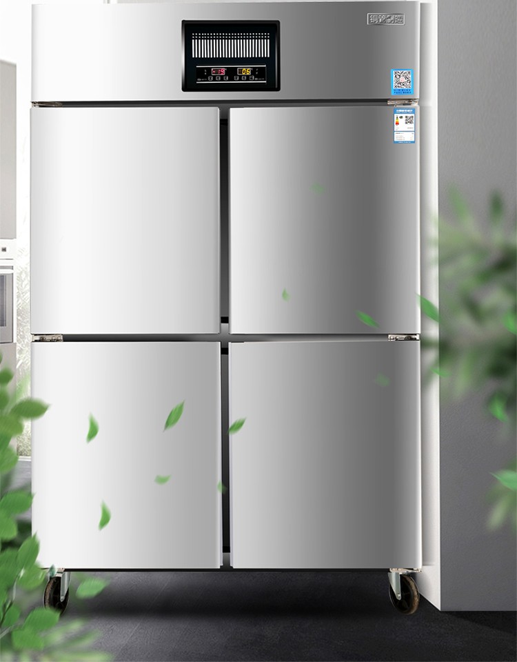 Single-temperature vertical commercial freezer, refrigeration and freezing workbench, stainless steel kitchen, dual-temperature four-door refrigerator, concealed pipe/copper pipe detail image 5
